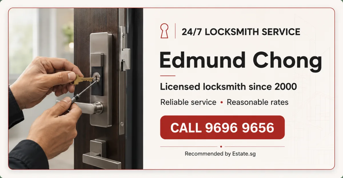 Edmund Chong — licensed locksmith since 2000. 24/7 service. Call 9696 9656.